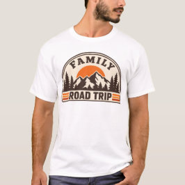 Op maat gemaakte gezinsroadtrip bergzonsondergang t-shirt