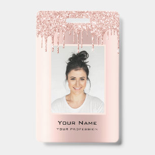 Op Maat Gemaakte Glitter Drips Roze Gouden Naambad Badge