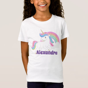 Op maat gemaakte glitterseenboog en eenhoorn met n t-shirt