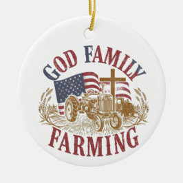 Op maat gemaakte “God Familie Boerenbedrijf” kerst Keramisch Ornament