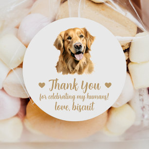 Op maat gemaakte Golden Retriever-hond-huwelijksve Ronde Sticker