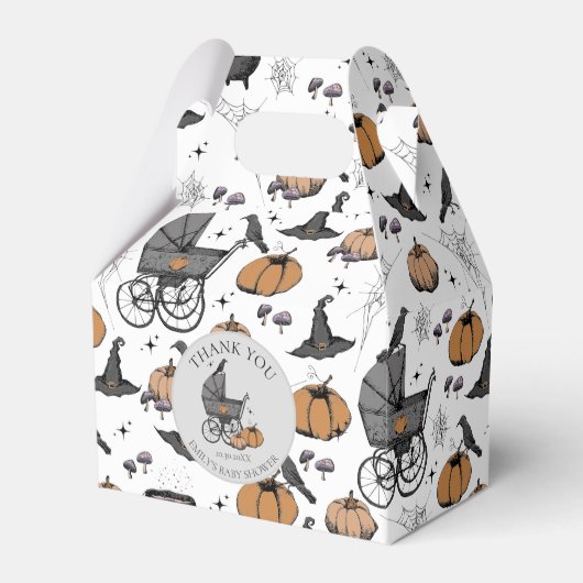 Op maat gemaakte goth victoriaanse babykoets Hallo Bedankdoosjes (Voorkant Zijde)