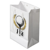 Op maat gemaakte goud golf monogram ontwerp medium cadeauzakje (Voorkant Gekanteld)