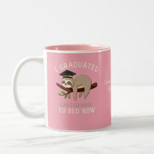 Op maat gemaakte grappige luiaard afstudeercadeau tweekleurige koffiemok