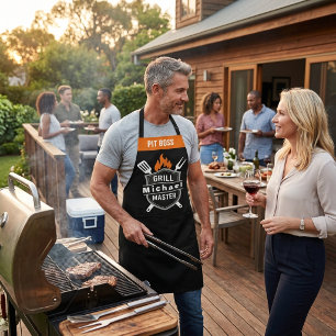 Op maat gemaakte Grill Master Monogram Schort - BB