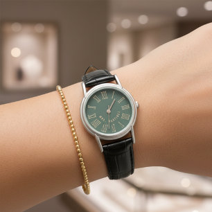 Op maat gemaakte groene trouwhorloges voor Mr & Mr Horloge