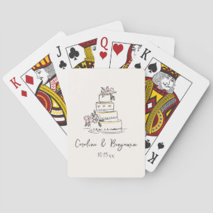 Op maat gemaakte handgeschreven roze crèmетаart vo pokerkaarten