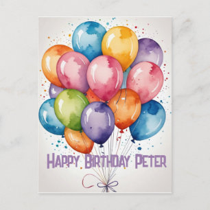 Op maat gemaakte Happy Birthday bos ballonnen fees Briefkaart