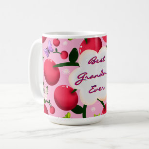Op maat gemaakte helder roze bloemen kersenpatroon koffiemok