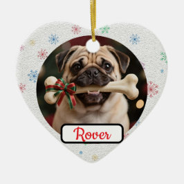 Op maat gemaakte hond en bot huisdier hart Kerstmi Keramisch Ornament