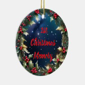 Op maat gemaakte hulstbeskrans herinnering keramisch ornament (Rechts)