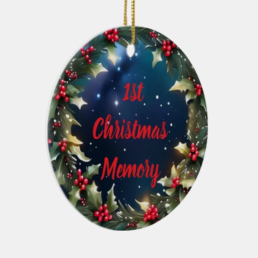 Op maat gemaakte hulstbeskrans herinnering keramisch ornament (Rechts)