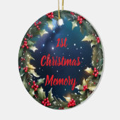 Op maat gemaakte hulstbeskrans herinnering keramisch ornament (Links)