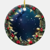 Op maat gemaakte hulstbeskrans herinnering keramisch ornament (Achterkant)