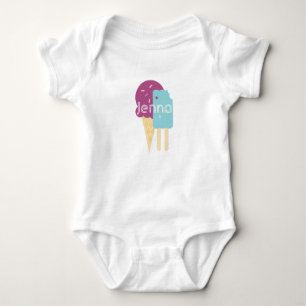 Op maat gemaakte ijsje kegel baby naam romper