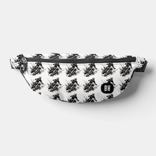 Op maat gemaakte initiaal monogram motorfiets voor heuptasje (Liggend)