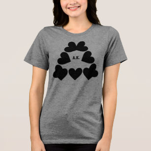 Op maat gemaakte initiële hart driehoek dames Tri-Blend shirt