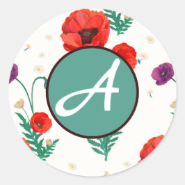 OP MAAT GEMAakte INITIËLE RONDE STICKER POPPIES VO