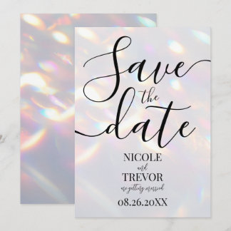 Op maat gemaakte iriserende lichten bruiloft save the date