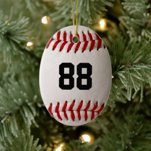 Op maat gemaakte jersey nummer honkbalspeler ontwe keramisch ornament