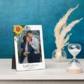 Op Maat Gemaakte Jonggehuwden Rustieke Zonnebloeme Fotoplaat (Zijkant)