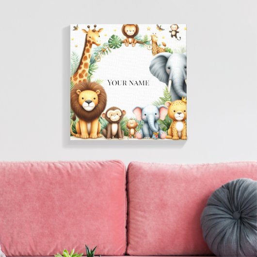 Op maat gemaakte jungle naam kunst dierentuin teru canvas afdruk (Insitu (Woonkamer))