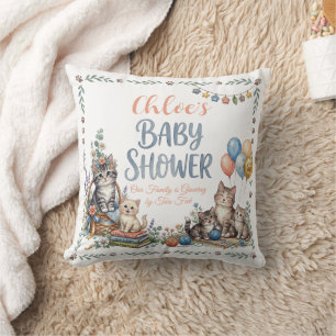 Op maat gemaakte kat thema cadeau baby shower werp kussen