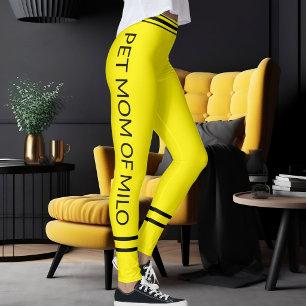 Op maat gemaakte kattennaam voor poezenmoeder geel leggings