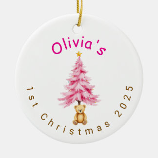 Op maat gemaakte kerstboom voor de eerste kerst va keramisch ornament
