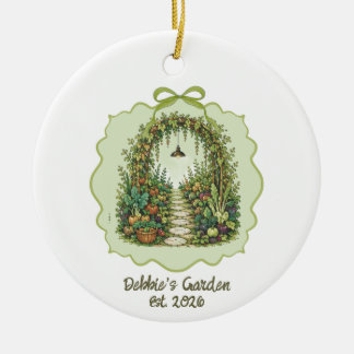 Op maat gemaakte kerstcadeau voor een tuinier. Vin Keramisch Ornament