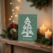 Op maat gemaakte kerstkaart met abstracte lijnkuns