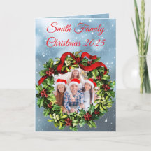 Op maat gemaakte kerstkaart met familiefoto