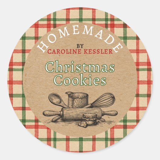 Op maat gemaakte kerstkoekjes labelvel ronde sticker (Voorkant)