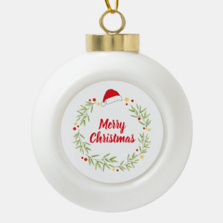 Op maat gemaakte Kerstkrans met vrolijke boodschap Keramische Bal Ornament