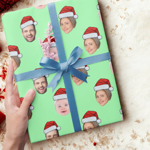 Op maat gemaakte kerstman hoed gezicht kerstcadeau cadeaupapier