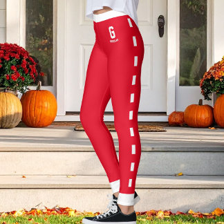 Op maat gemaakte Kerstmis Rood Wit Patroon Naam In Leggings