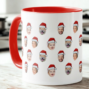 Op maat gemaakte kerstmuts Familiegezicht 4 foto's Mok