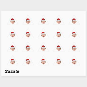 Op maat gemaakte Kerstmutsstickers, Gezichts-foto Driehoek Sticker