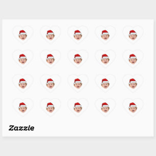Op maat gemaakte Kerstmutsstickers, Gezichts-foto Hart Sticker