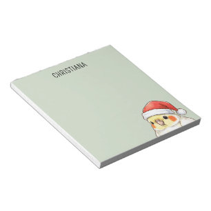 Op maat gemaakte kerstvalk met kerstmuts notitieblok