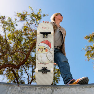 Op maat gemaakte kerstvalk met kerstmuts skateboard
