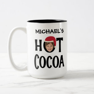 Op maat gemaakte kindergezicht & naam Warme Chocol Tweekleurige Koffiemok