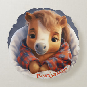 Op maat gemaakte knuffelpaard ronde kussensloop rond kussen