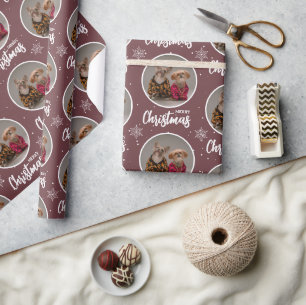 Op maat gemaakte koffie Prettig kerstfeest Eén cir Cadeaupapier