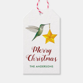 Op maat gemaakte kolibrie en ster cadeaulabel