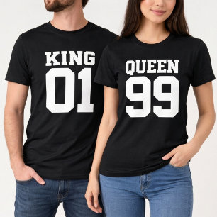 Op maat gemaakte koning koningin bijpassende trui t-shirt