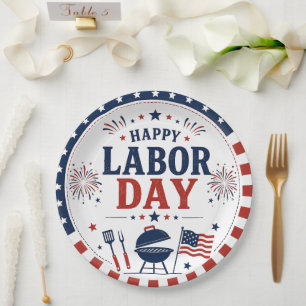 Op maat gemaakte Labor Day-papieren borden voor pa Papieren Bordje