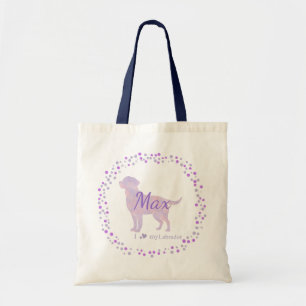 Op maat gemaakte lavendel Labradoodle boodschappen Tote Bag