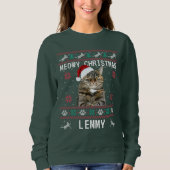 Op maat gemaakte lelijke kerst sweatshirt met katt (Voorkant)