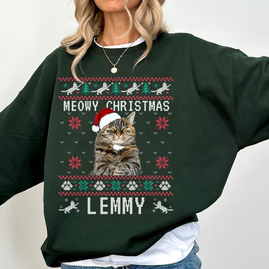 Op maat gemaakte lelijke kerst sweatshirt met katt